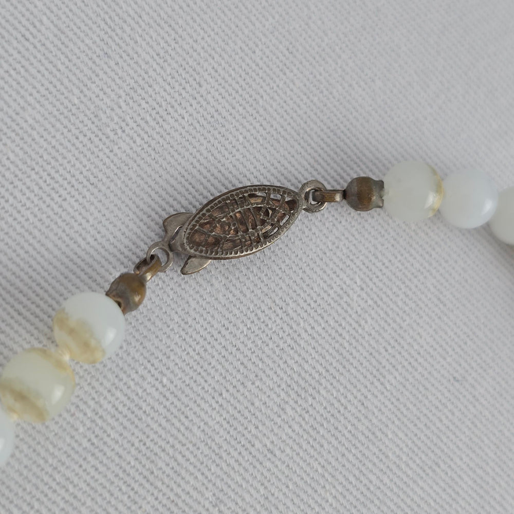 Vintage Faux Pearl Hand Knotted Beaded Necklace