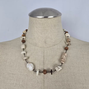 Silpada 925 Sterling Silver White Howlite African Opal Mahogany Seed Necklace