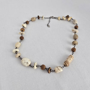 Silpada 925 Sterling Silver White Howlite African Opal Mahogany Seed Necklace