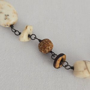 Silpada 925 Sterling Silver White Howlite African Opal Mahogany Seed Necklace