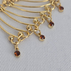Vintage Gold Tone Brown Crystal Asymmetrical Necklace