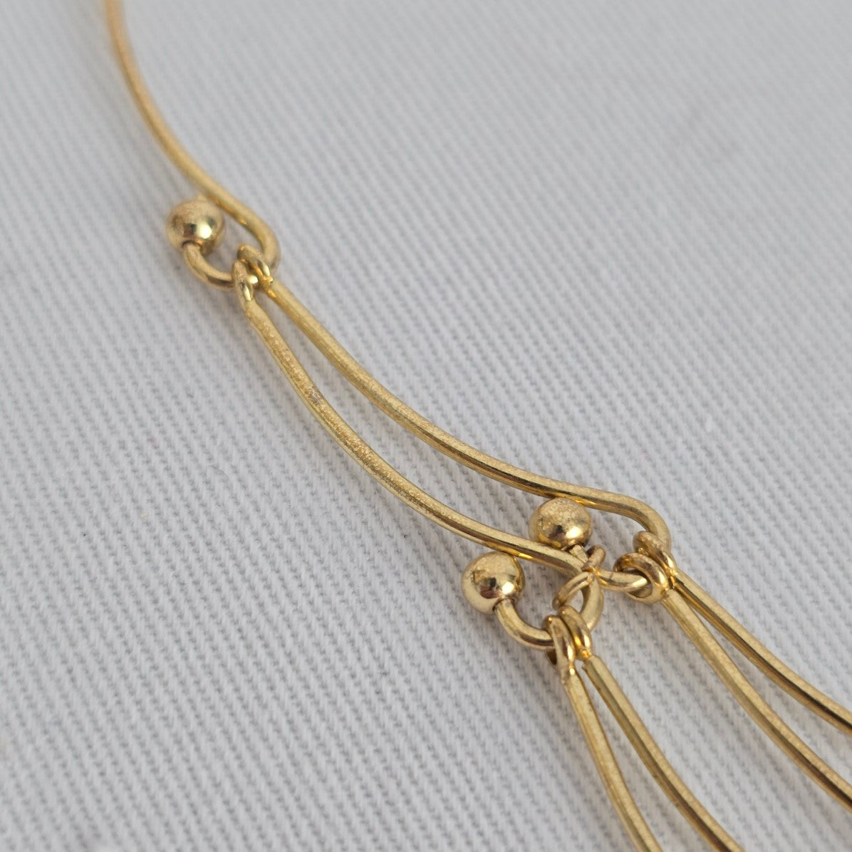 Vintage Gold Tone Brown Crystal Asymmetrical Necklace