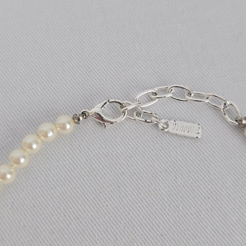 Vintage Vendome Silver Crystal Faux Pearl Teardrop Necklace