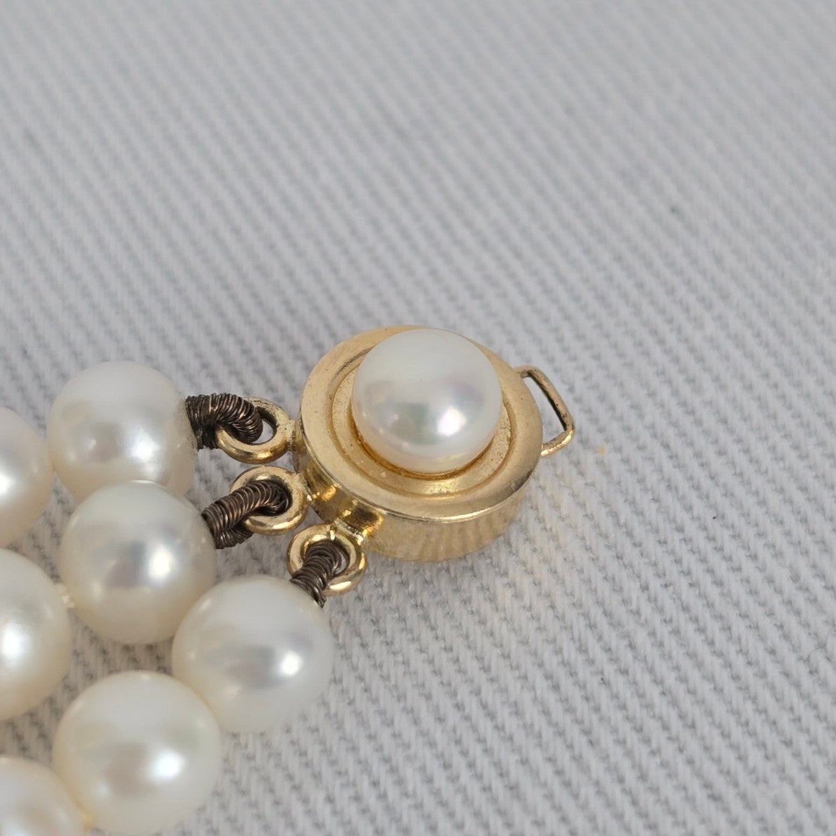 Vintage 14k Gold Pearl 3 Strand Bracelet
