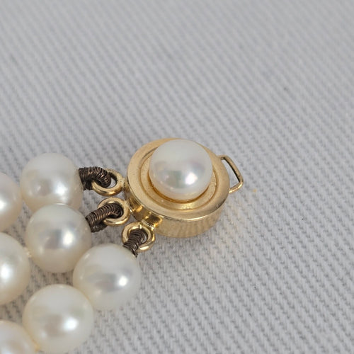 Vintage 14k Gold Pearl 3 Strand Bracelet