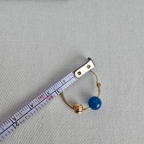 Vintage 14KT Yellow Gold Hoop Earrings 6 Sets of Natural Stone Beads