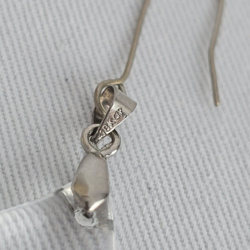 18kgp Silver Polished Glass Drop Earrings