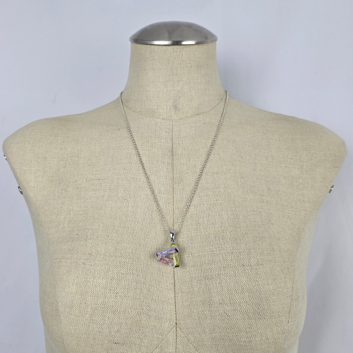 925 Sterling Silver Gemstone Crystal Pendant Necklace Earring Set
