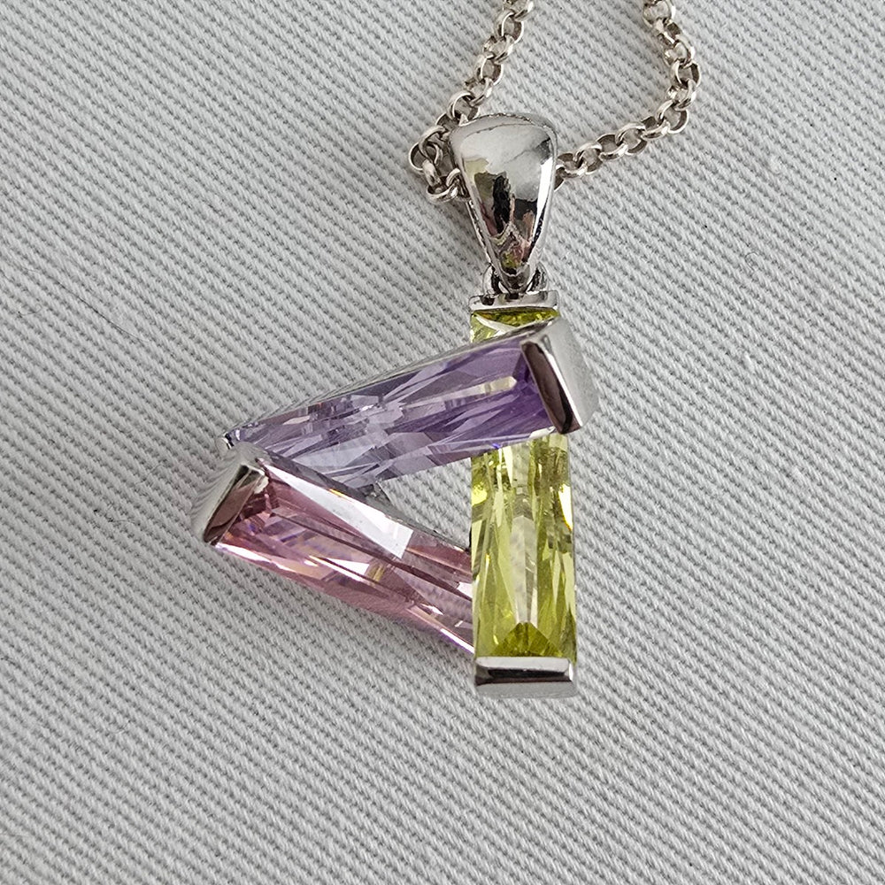 925 Sterling Silver Gemstone Crystal Pendant Necklace Earring Set