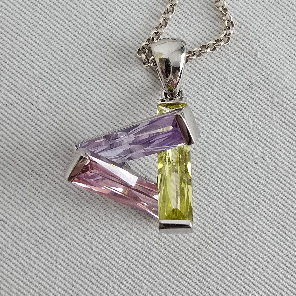 925 Sterling Silver Gemstone Crystal Pendant Necklace Earring Set