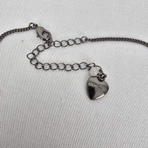 Betsey Johnson Black-Tone Pink Crystal Glitter Heart Pendant Necklace