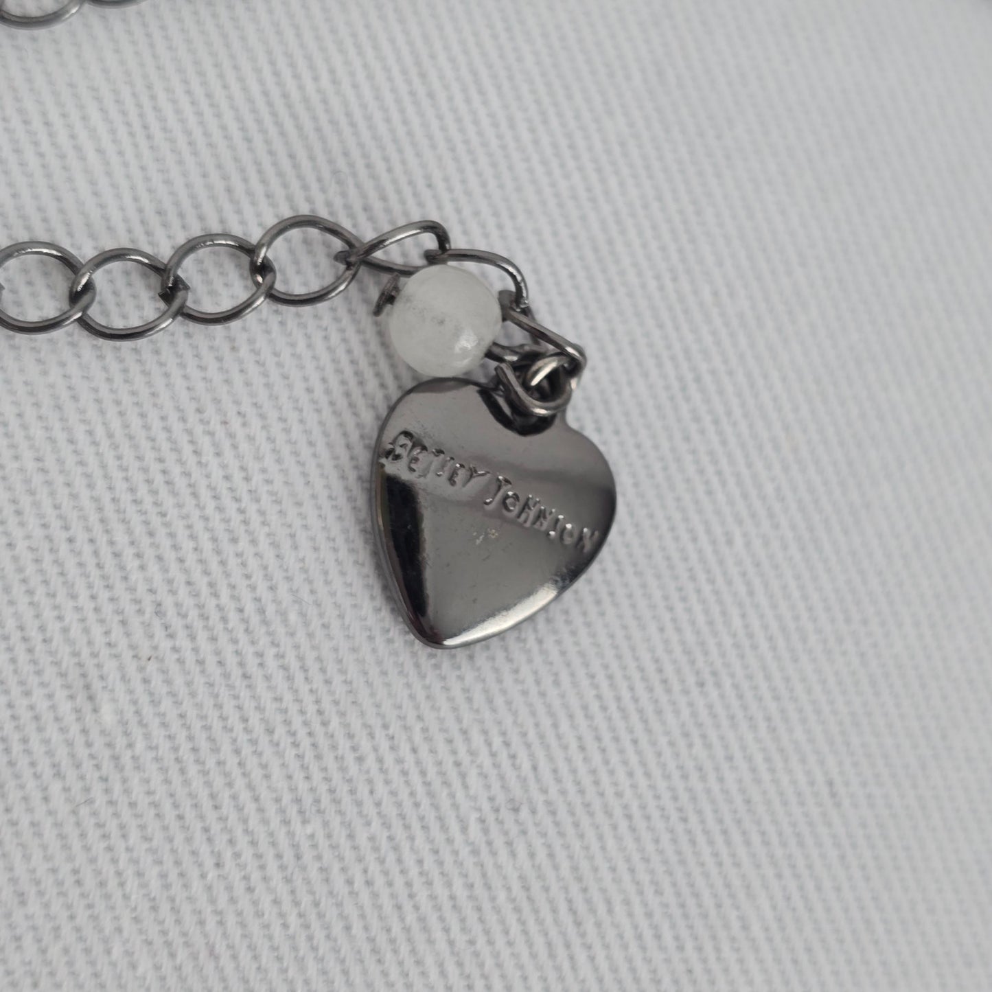 Betsey Johnson Black-Tone Pink Crystal Glitter Heart Pendant Necklace