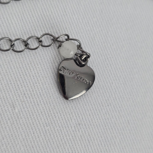 Betsey Johnson Black-Tone Pink Crystal Glitter Heart Pendant Necklace