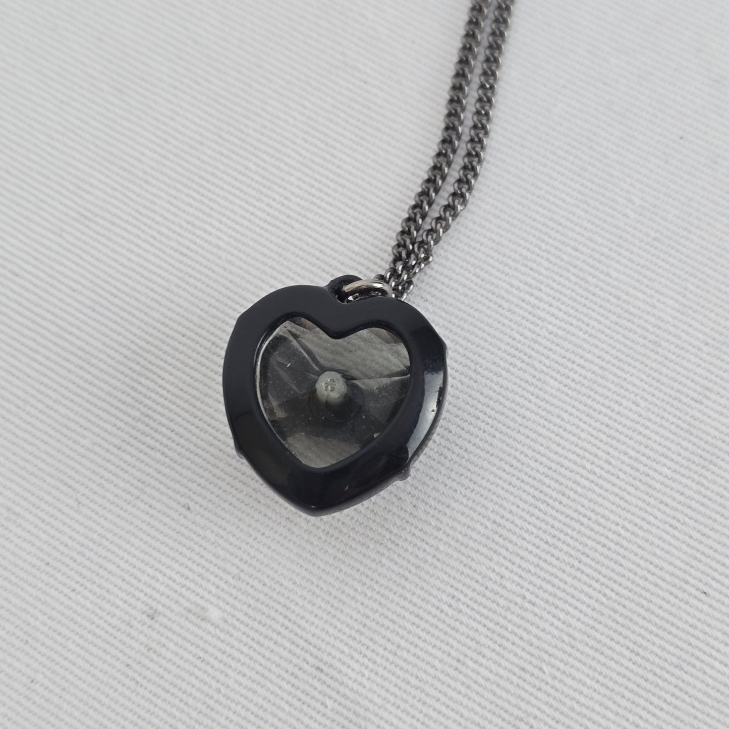 Betsey Johnson Black-Tone Pink Crystal Glitter Heart Pendant Necklace