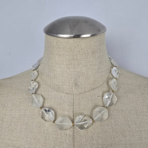 Vintage Avon Clear and Frosted Geometric Bead Necklace & Earring Set