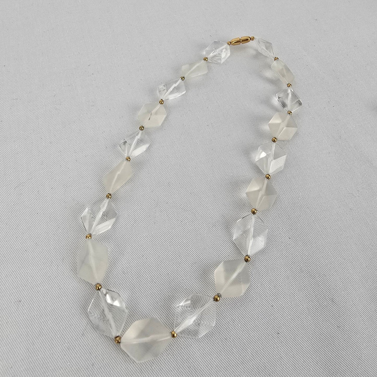 Vintage Avon Clear and Frosted Geometric Bead Necklace & Earring Set