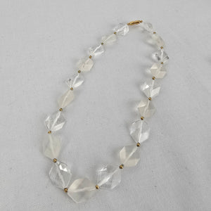 Vintage Avon Clear and Frosted Geometric Bead Necklace & Earring Set