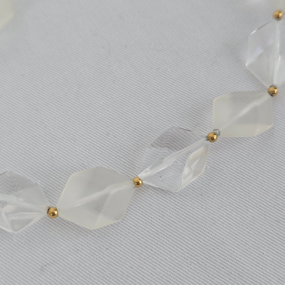 Vintage Avon Clear and Frosted Geometric Bead Necklace & Earring Set
