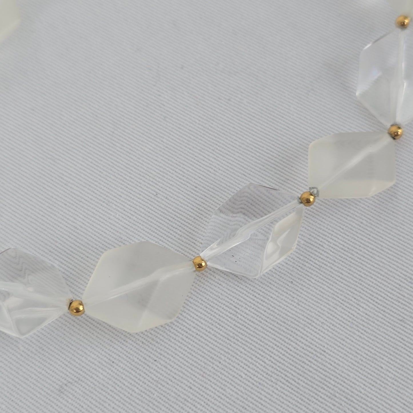 Vintage Avon Clear and Frosted Geometric Bead Necklace & Earring Set