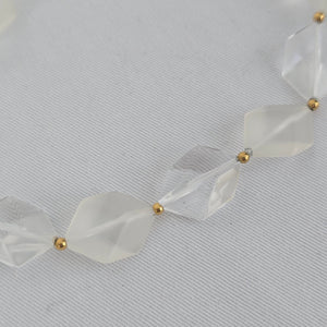 Vintage Avon Clear and Frosted Geometric Bead Necklace & Earring Set