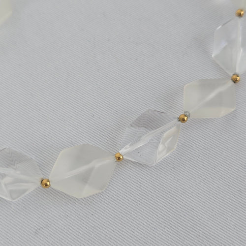 Vintage Avon Clear and Frosted Geometric Bead Necklace & Earring Set