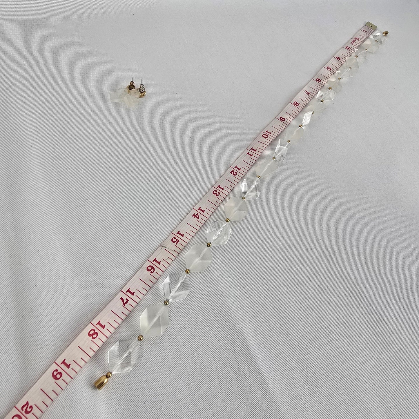 Vintage Avon Clear and Frosted Geometric Bead Necklace & Earring Set