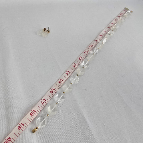 Vintage Avon Clear and Frosted Geometric Bead Necklace & Earring Set