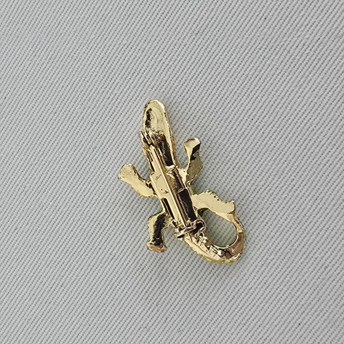 Vintage Gold & Green Enamel Crocodile Mini Brooch