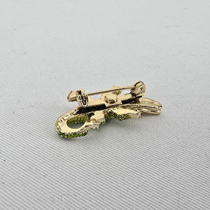 Vintage Gold & Green Enamel Crocodile Mini Brooch