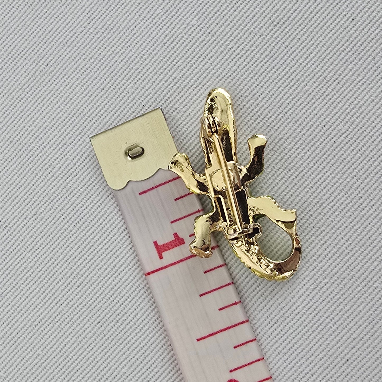 Vintage Gold & Green Enamel Crocodile Mini Brooch
