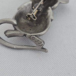 Vintage JJ Silvertone Matte Blind Mouse Brooch
