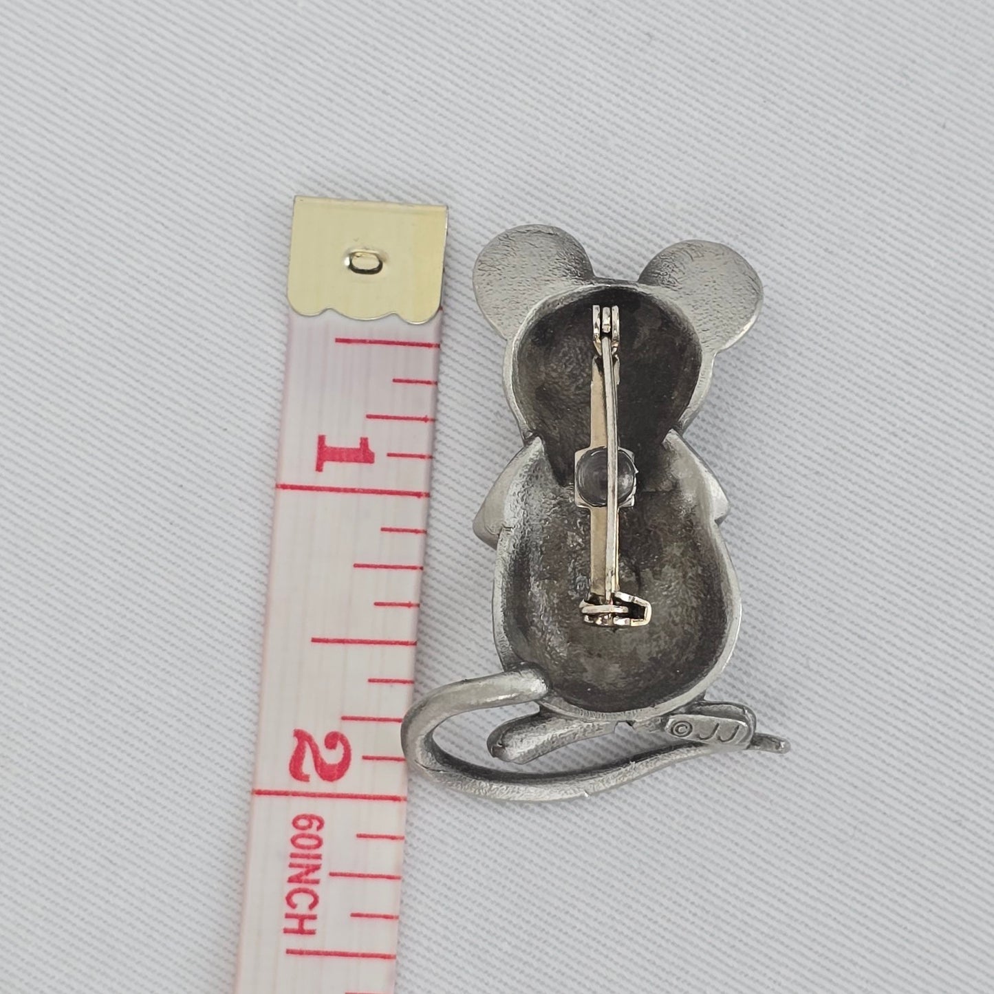 Vintage JJ Silvertone Matte Blind Mouse Brooch