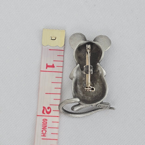 Vintage JJ Silvertone Matte Blind Mouse Brooch