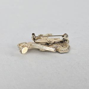 Vintage Gold Tone AB Rhinestone Cartoon Mouse Brooch