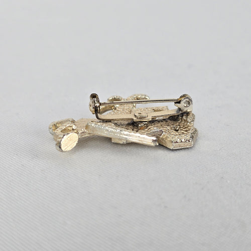 Vintage Gold Tone AB Rhinestone Cartoon Mouse Brooch
