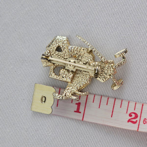 Vintage Gold Tone AB Rhinestone Cartoon Mouse Brooch