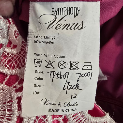 Symphony of Venus White Lace Pink Tulle Grad Gown Size S