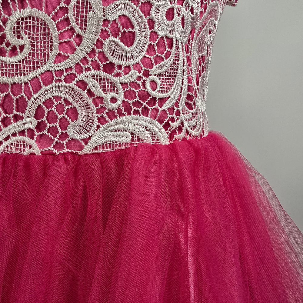 Symphony of Venus White Lace Pink Tulle Grad Gown Size S
