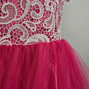 Symphony of Venus White Lace Pink Tulle Grad Gown Size S