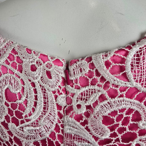Symphony of Venus White Lace Pink Tulle Grad Gown Size S