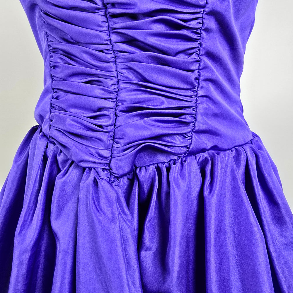 Vintage Petites by Demaro Blue Taffeta Off The Shoulder Party Dress Size S