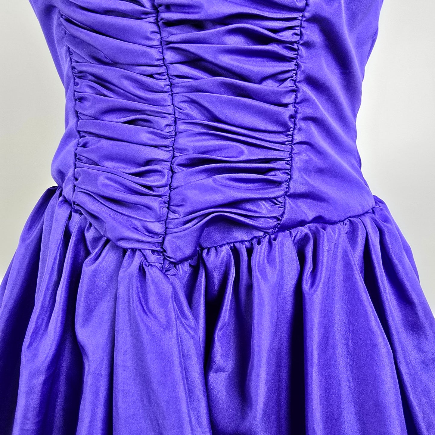 Vintage Petites by Demaro Blue Taffeta Off The Shoulder Party Dress Size S