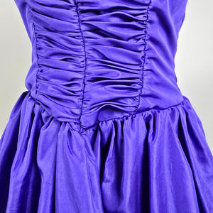 Vintage Petites by Demaro Blue Taffeta Off The Shoulder Party Dress Size S