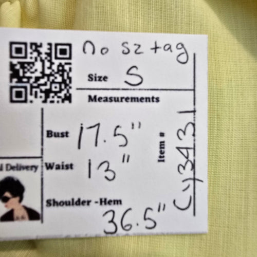 Vintage Yellow Flare Sleeve Mini Dress Size S
