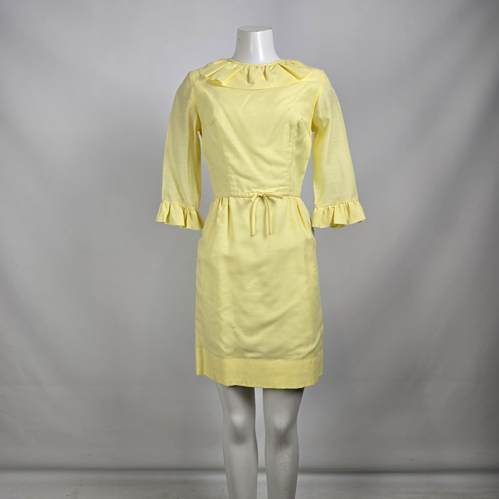Vintage Yellow Flare Sleeve Mini Dress Size S