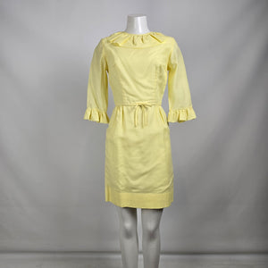 Vintage Yellow Flare Sleeve Mini Dress Size S