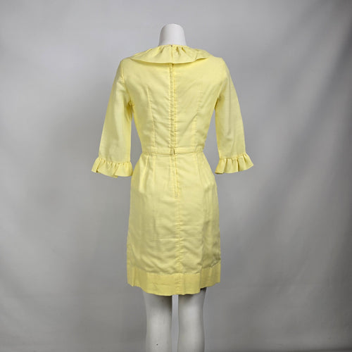 Vintage Yellow Flare Sleeve Mini Dress Size S