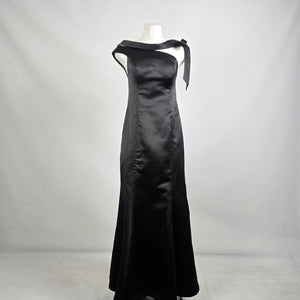 Light In The Box Black One Shoulder Bow Detail Long Gown Size S