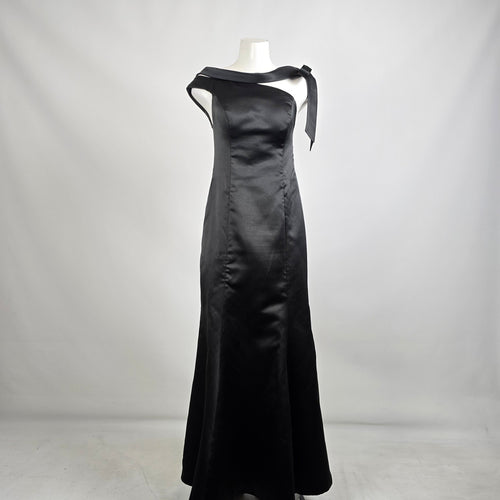Light In The Box Black One Shoulder Bow Detail Long Gown Size S