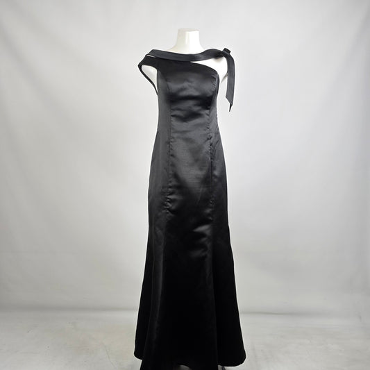 Light In The Box Black One Shoulder Bow Detail Long Gown Size S